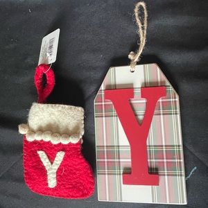 Monogram Y christmas wall decor and mini stocking bundle